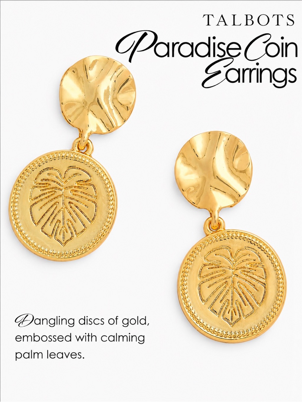 Talbots Paradise Coin With Palm Leaf Earrings